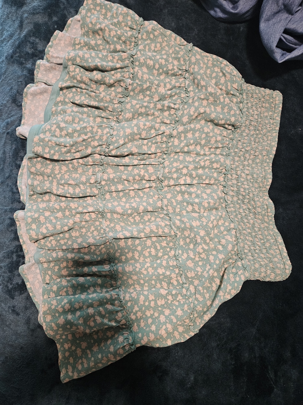 American Eagle Outfitters Green Floral Tiered Mini Skirt